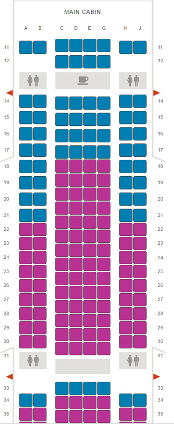 ハワイアン航空 エクストラコンフォート席 座席表