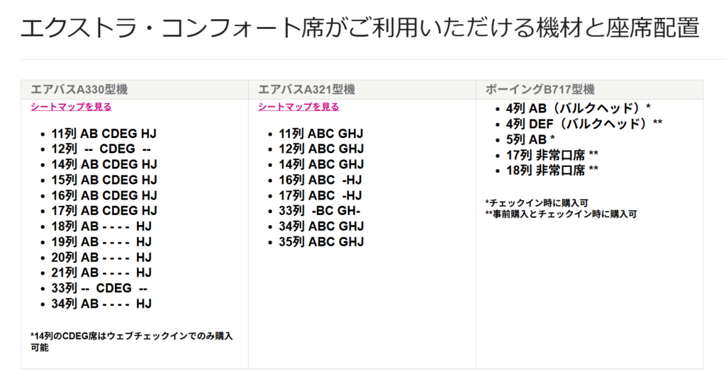 ハワイアン航空 エクストラコンフォート席